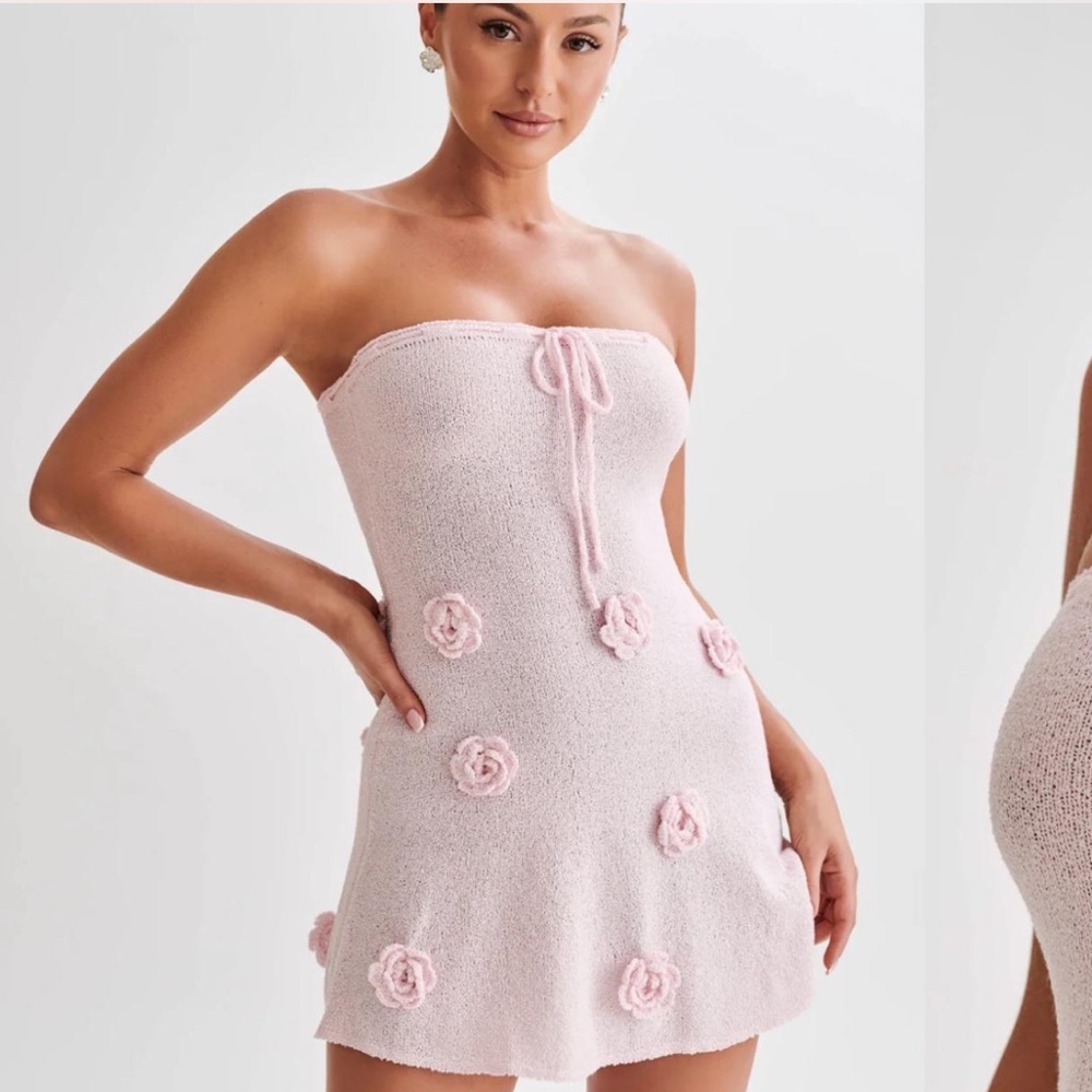 Meshki Connelly Strapless Knit Mini Dress - fairy floss Pink- xs stretchy